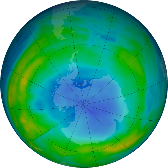 Antarctic ozone map for 11 July 2013